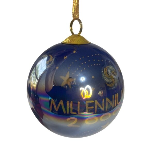 Millennium 2000 Blue Glass Ornament In Original Box Distributed By J.C. Penney - Picture 1 of 7